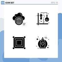 4 Universal Solid Glyphs Set for Web and Mobile Applications cloud mix world test game Editable Vector Design Elements