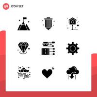 9 iconos creativos signos y símbolos modernos de joyería china programación inversión diamante elementos de diseño vectorial editables vector