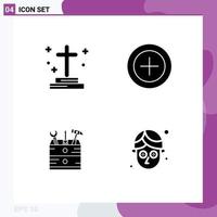 4 Thematic Vector Solid Glyphs and Editable Symbols of dead box grave money tools Editable Vector Design Elements