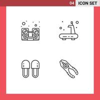 Group of 4 Filledline Flat Colors Signs and Symbols for computer cosmetics speaker sports relaxation Editable Vector Design Elements