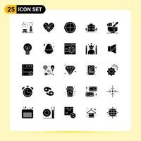 Solid Glyph Pack of 25 Universal Symbols of ecology agriculture favorite target military Editable Vector Design Elements