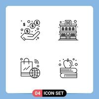 4 User Interface Line Pack of modern Signs and Symbols of income internet of things earnings hotel wifi Editable Vector Design Elements