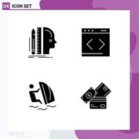 Modern Set of Solid Glyphs Pictograph of design surfer size management water Editable Vector Design Elements