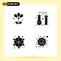 4 Thematic Vector Solid Glyphs and Editable Symbols of flower analytics spring science lab server Editable Vector Design Elements