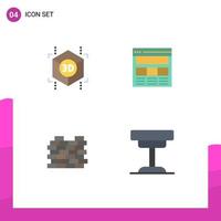 4 Thematic Vector Flat Icons and Editable Symbols of cube protection website web security Editable Vector Design Elements