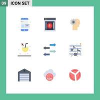 Set of 9 Commercial Flat Colors pack for beverage working warning personal man Editable Vector Design Elements