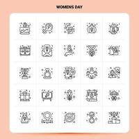 contorno 25 conjunto de iconos del día de la mujer diseño de estilo de línea vectorial conjunto de iconos negros paquete de pictogramas lineales diseño de ideas de negocios web y móviles ilustración vectorial vector