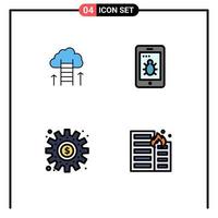 Pictogram Set of 4 Simple Filledline Flat Colors of career path making success security process Editable Vector Design Elements