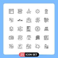 Universal Icon Symbols Group of 25 Modern Lines of work timing shower timepiece deadline Editable Vector Design Elements