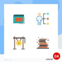 Group of 4 Flat Icons Signs and Symbols for calendar job event timetable recruitment Editable Vector Design Elements