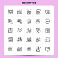 esquema 25 conjunto de iconos de pensamiento de diseño diseño de estilo de línea vectorial conjunto de iconos negros paquete de pictogramas lineales ideas de negocios web y móviles diseño ilustración vectorial vector