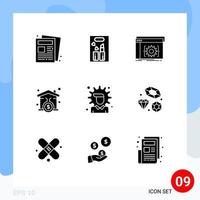 Set of 9 Commercial Solid Glyphs pack for economy signature api mortgage software Editable Vector Design Elements