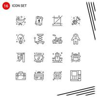 Group of 16 Modern Outlines Set for back to school irish crop ireland tools Editable Vector Design Elements