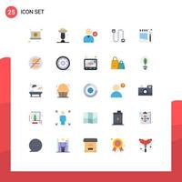 User Interface Pack of 25 Basic Flat Colors of education back to school follow pipe drain Editable Vector Design Elements