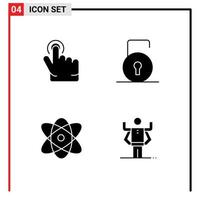 4 Creative Icons Modern Signs and Symbols of click physics key security ability Editable Vector Design Elements