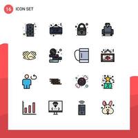 16 Creative Icons Modern Signs and Symbols of relations help lock hands media Editable Creative Vector Design Elements