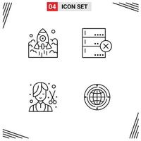 Modern Set of 4 Filledline Flat Colors and symbols such as launch barber startup cancel fashion Editable Vector Design Elements