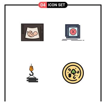 Concepto de color plano de 4 líneas completas para sitios web móviles y aplicaciones Servidor de maternidad Creación de aplicaciones para bebés Elementos de diseño vectorial editables vector