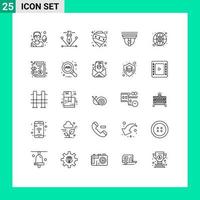 Modern Set of 25 Lines Pictograph of investment cam bauble secure camera Editable Vector Design Elements