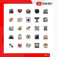 Modern Set of 25 Filled line Flat Colors and symbols such as cashbox arts gift art pot Editable Vector Design Elements