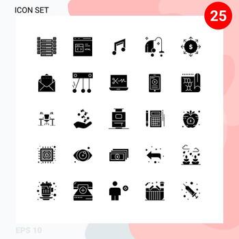 User Interface Pack of 25 Basic Solid Glyphs of vacuum electrical html cleaning mobile Editable Vector Design Elements