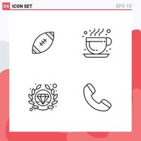 4 User Interface Line Pack of modern Signs and Symbols of american quality nfl coffee call Editable Vector Design Elements