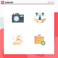 Group of 4 Flat Icons Signs and Symbols for camera agriculture technology man garden Editable Vector Design Elements