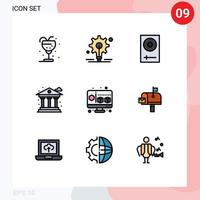 Modern Set of 9 Filledline Flat Colors and symbols such as cube bank console life mixer Editable Vector Design Elements