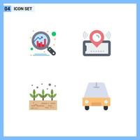 4 User Interface Flat Icon Pack of modern Signs and Symbols of analytics growth map ticket passenger Editable Vector Design Elements