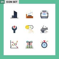 Modern Set of 9 Flat Colors Pictograph of emotion sdk code product config Editable Vector Design Elements