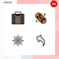 4 Thematic Vector Filledline Flat Colors and Editable Symbols of briefcase brightness skate sun arrow Editable Vector Design Elements