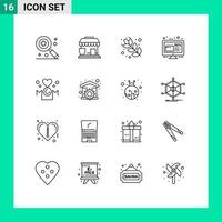 conjunto de 16 iconos de ui modernos símbolos signos para inscripción mamá comida viernes viernes elementos de diseño vectorial editables vector