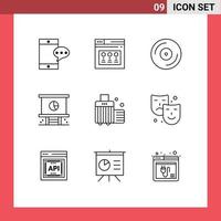 9 Thematic Vector Outlines and Editable Symbols of case bag dvd presentation corporate Editable Vector Design Elements