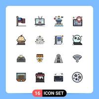 Universal Icon Symbols Group of 16 Modern Flat Color Filled Lines of success navigation platform map presentation Editable Creative Vector Design Elements