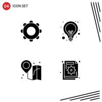 Pack of 4 creative Solid Glyphs of application web mobile idea location Editable Vector Design Elements