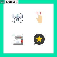 Pictogram Set of 4 Simple Flat Icons of hobbies internet hand arrow machine Editable Vector Design Elements