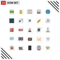 Pictogram Set of 25 Simple Flat Colors of game shop chip online material Editable Vector Design Elements