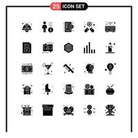 25 Universal Solid Glyph Signs Symbols of clock medicine money capsule setting Editable Vector Design Elements