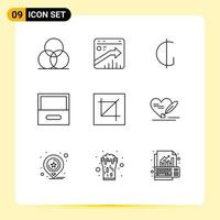 Set of 9 Commercial Outlines pack for design drawer seo cabinet paraguayan Editable Vector Design Elements