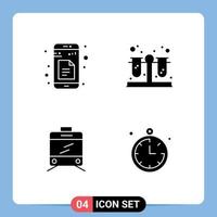 4 Universal Solid Glyph Signs Symbols of data compass app test tubes summer Editable Vector Design Elements