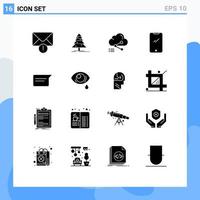 Modern Set of 16 Solid Glyphs and symbols such as chat android cloud mobile phone Editable Vector Design Elements