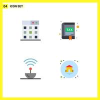 Pack of 4 creative Flat Icons of business steel app interface signal Editable Vector Design Elements