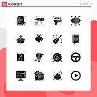 16 Creative Icons Modern Signs and Symbols of business vision gun technology data Editable Vector Design Elements