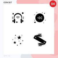 Solid Glyph Pack of 4 Universal Symbols of headphone celebration internet of things rewind knife Editable Vector Design Elements