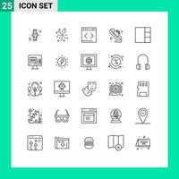 25 Thematic Vector Lines and Editable Symbols of screen layout system grid phone Editable Vector Design Elements