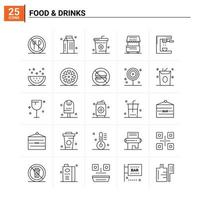 25 alimentos bebidas icono conjunto vector fondo