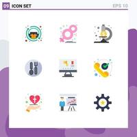 Universal Icon Symbols Group of 9 Modern Flat Colors of forbidden fork symbol no research fund Editable Vector Design Elements