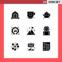 Pack of 9 Modern Solid Glyphs Signs and Symbols for Web Print Media such as management business china season wreath Editable Vector Design Elements