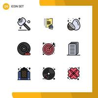 9 Universal Filledline Flat Color Signs Symbols of marketing peripheral device fruit dvd cd Editable Vector Design Elements