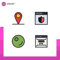 User Interface Pack of 4 Basic Filledline Flat Colors of global vegetable world shield development Editable Vector Design Elements